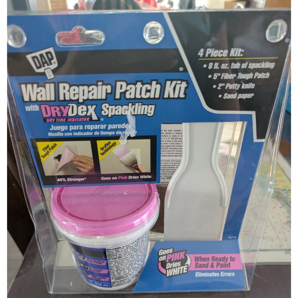 DAP Wall Repair Patch Kit with DryDex Spackling 4-PieceKit Goes Pink Dries white